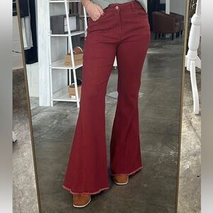 Elegant Burgundy Flare Jeans